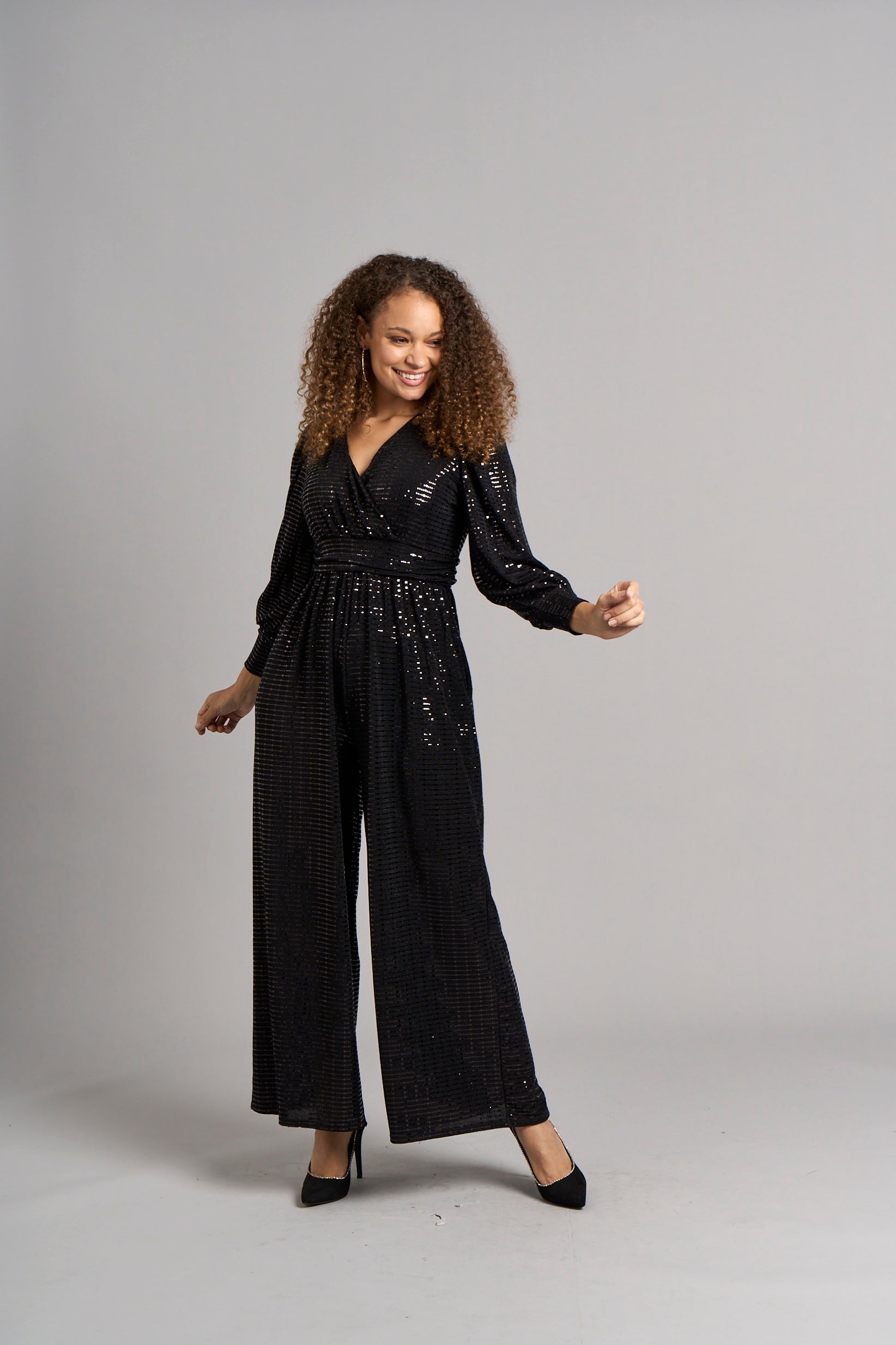 Carla Sequin Jumpsuit Black Chapter.London